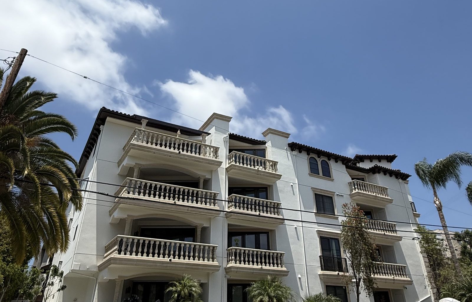 Restored Mediterranean façade at Chenault Ave